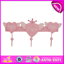 2014 neue Werbe Holzwand Haken für Kinder, beliebte rosa Wandhaken für Kinder, heißer Verkauf schöne Wandhaken für Baby W09b030